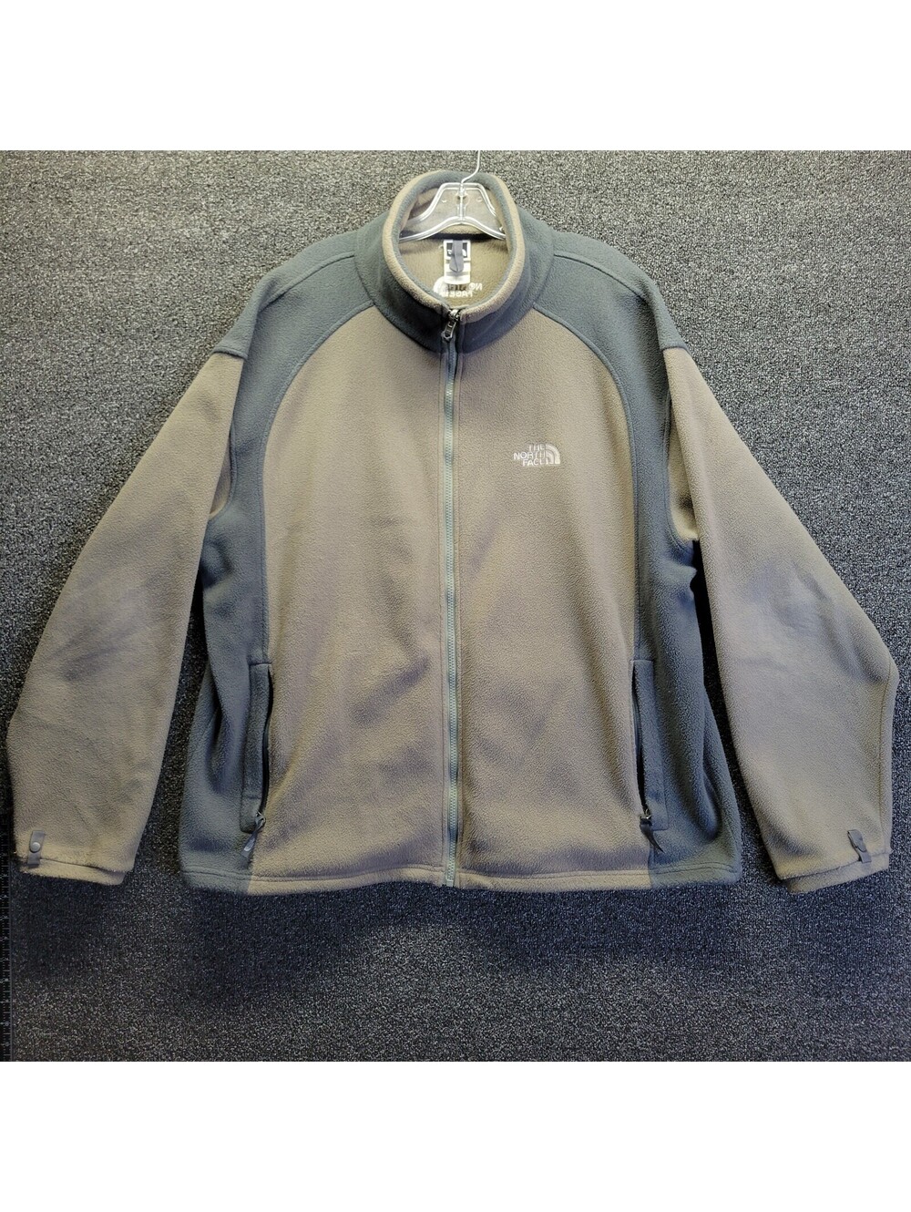 The North Face Mens Sz XL Full Zip Super Thick Fleece Jacket Olive Green Black